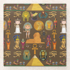 Oude Egyptische Hieroglyphic — Patroonsymbool Glazen Onderzetter