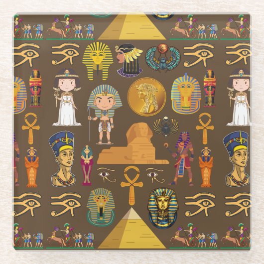 Oude Egyptische Hieroglyphic — Patroonsymbool Glazen Onderzetter (Voorkant)