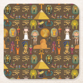 Oude Egyptische Hieroglyphic — Patroonsymbool Kartonnen Onderzetters