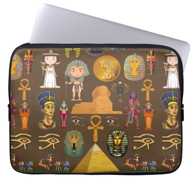 Oude Egyptische Hieroglyphic — Patroonsymbool Laptop Sleeve (Voorkant)