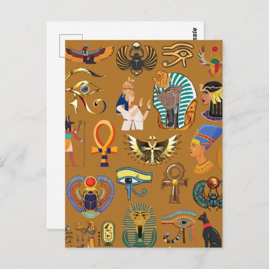 Oude Egyptische Hieroglyphic - Pattern Hieroglyphi Briefkaart (Voorkant / Achterkant)
