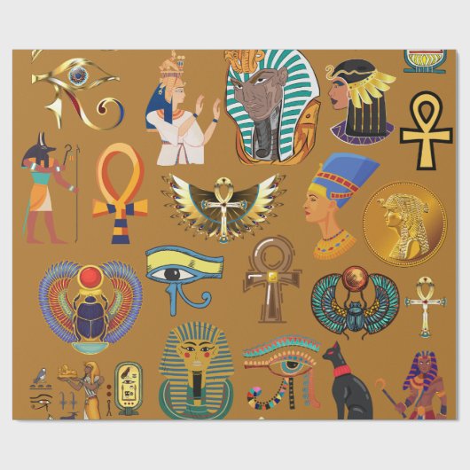 Oude Egyptische Hieroglyphic - Pattern Hieroglyphi Cadeaupapier (Vlak)