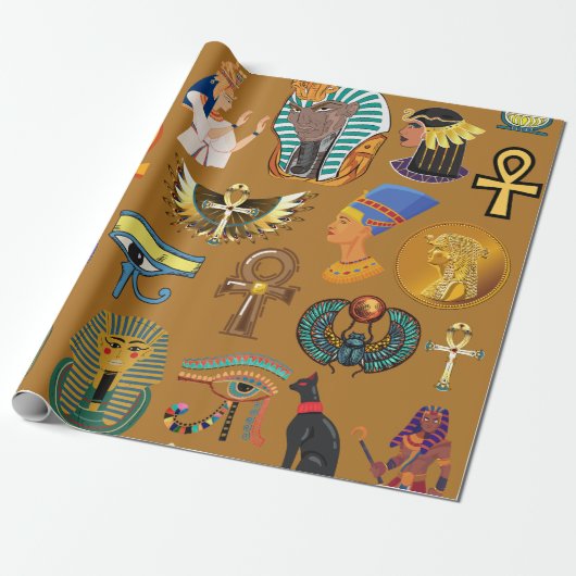 Oude Egyptische Hieroglyphic - Pattern Hieroglyphi Cadeaupapier (Uitgerold)