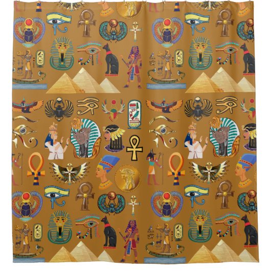 Oude Egyptische Hieroglyphic - Pattern Hieroglyphi Douchegordijn (Voorkant)