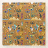 Oude Egyptische Hieroglyphic - Pattern Hieroglyphi Glazen Onderzetter (Voorkant)