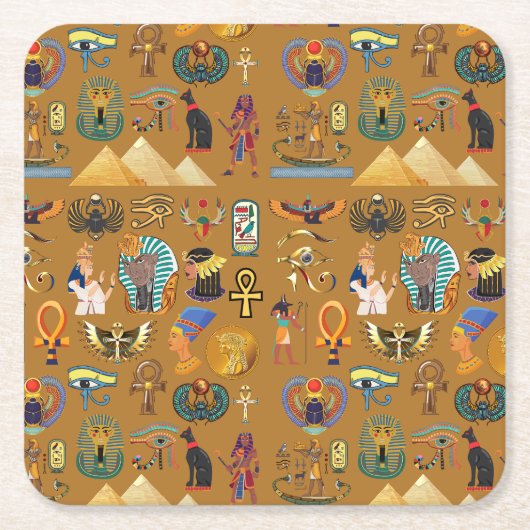 Oude Egyptische Hieroglyphic - Pattern Hieroglyphi Kartonnen Onderzetters (Voorkant)