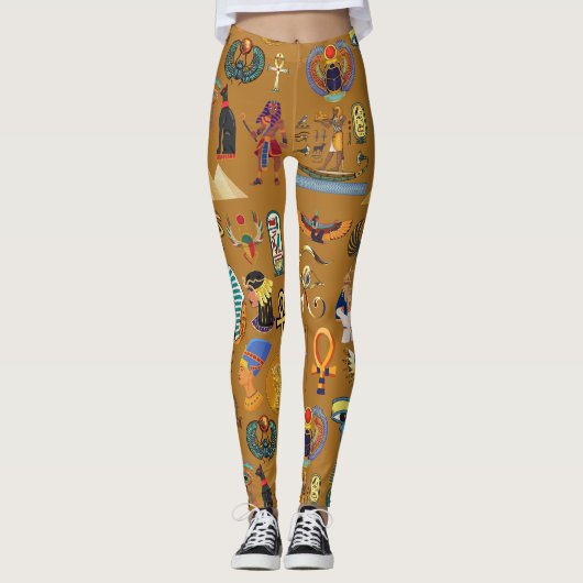 Oude Egyptische Hieroglyphic - Pattern Hieroglyphi Leggings (Voorkant)