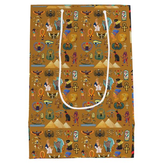 Oude Egyptische Hieroglyphic - Pattern Hieroglyphi Medium Cadeauzakje (Achterkant)