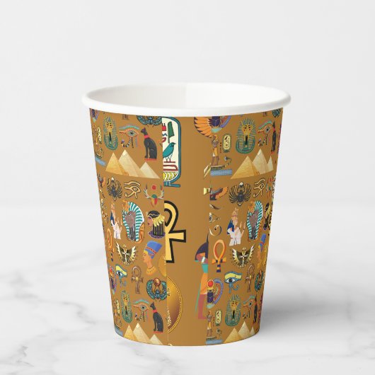 Oude Egyptische Hieroglyphic - Pattern Hieroglyphi Papieren Bekers (Links)