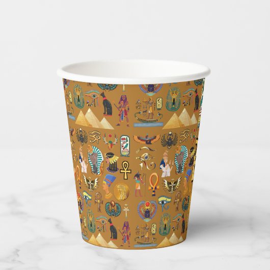 Oude Egyptische Hieroglyphic - Pattern Hieroglyphi Papieren Bekers (Voorkant)