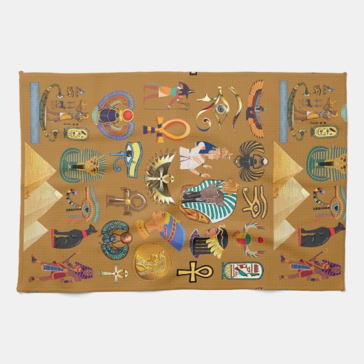 Oude Egyptische Hieroglyphic - Pattern Hieroglyphi Theedoek (Horizontaal)