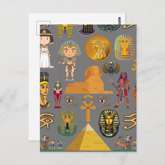 Oude Egyptische Hieroglyphic - Pattern Pharaoh Briefkaart (Voorkant / Achterkant)