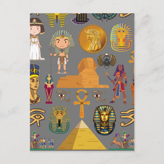 Oude Egyptische Hieroglyphic - Pattern Pharaoh Briefkaart (Voorkant)