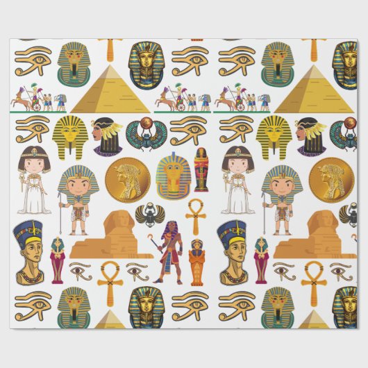 Oude Egyptische Hieroglyphic - Pattern Pharaoh Cadeaupapier (Vlak)