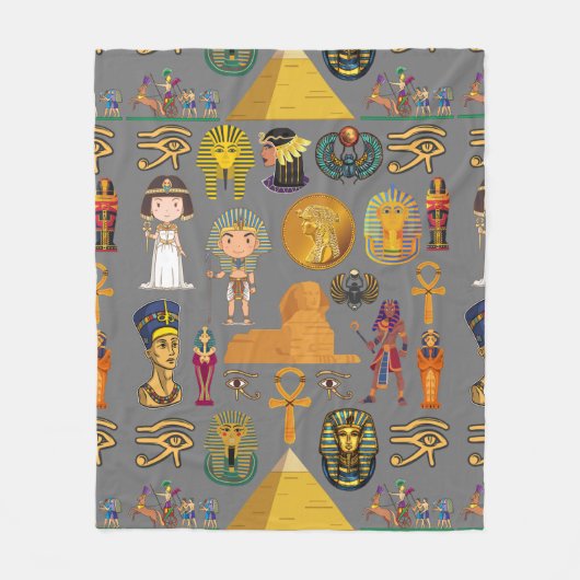 Oude Egyptische Hieroglyphic - Pattern Pharaoh Fleece Deken (Voorkant)