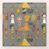 Oude Egyptische Hieroglyphic - Pattern Pharaoh Glazen Onderzetter (Voorkant)