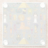 Oude Egyptische Hieroglyphic - Pattern Pharaoh Glazen Onderzetter (Achterkant)