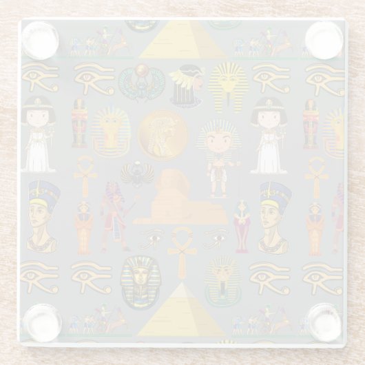 Oude Egyptische Hieroglyphic - Pattern Pharaoh Glazen Onderzetter (Achterkant)