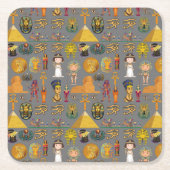 Oude Egyptische Hieroglyphic - Pattern Pharaoh Kartonnen Onderzetters (Voorkant)