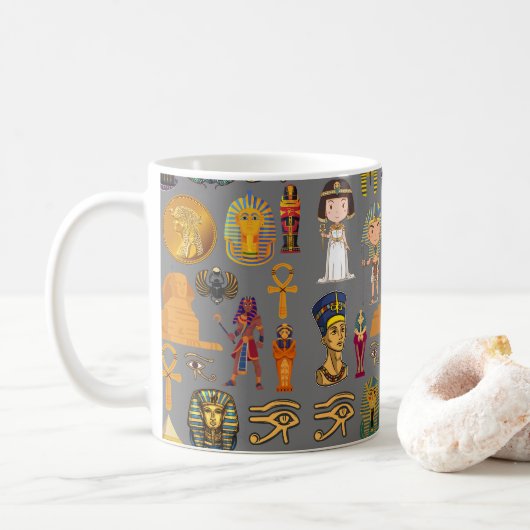 Oude Egyptische Hieroglyphic - Pattern Pharaoh Koffiemok (Met donut)