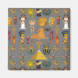 Oude Egyptische Hieroglyphic - Pattern Pharaoh Magneet