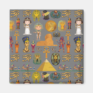 Oude Egyptische Hieroglyphic - Pattern Pharaoh Magneet
