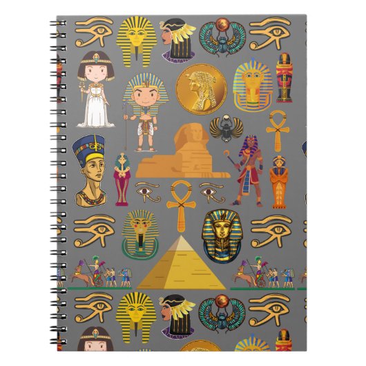 Oude Egyptische Hieroglyphic - Pattern Pharaoh Notitieboek (Voorkant)