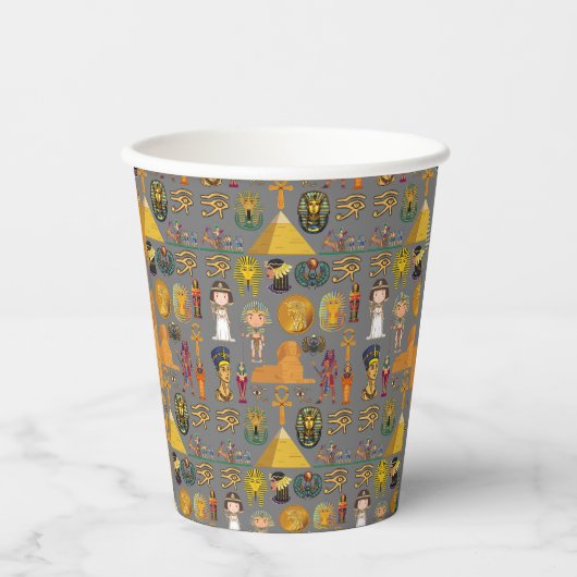 Oude Egyptische Hieroglyphic - Pattern Pharaoh Papieren Bekers (Voorkant)