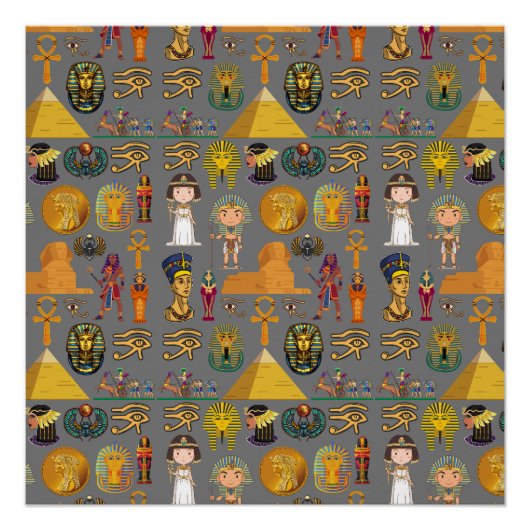 Oude Egyptische Hieroglyphic - Pattern Pharaoh Perfect Poster (Voorkant)