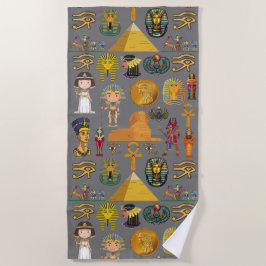 Oude Egyptische Hieroglyphic - Pattern Pharaoh Strandlaken