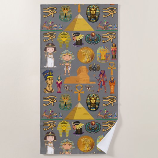 Oude Egyptische Hieroglyphic - Pattern Pharaoh Strandlaken (Voorkant)
