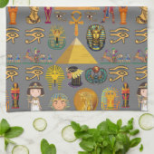 Oude Egyptische Hieroglyphic - Pattern Pharaoh Theedoek (Gevouwen)