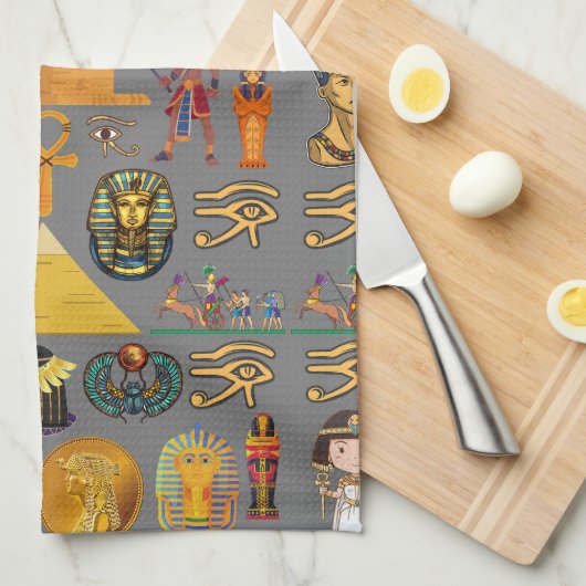 Oude Egyptische Hieroglyphic - Pattern Pharaoh Theedoek (Quarter Fold)