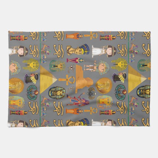 Oude Egyptische Hieroglyphic - Pattern Pharaoh Theedoek (Horizontaal)