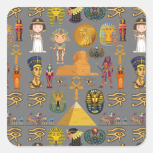 Oude Egyptische Hieroglyphic - Pattern Pharaoh Vierkante Sticker