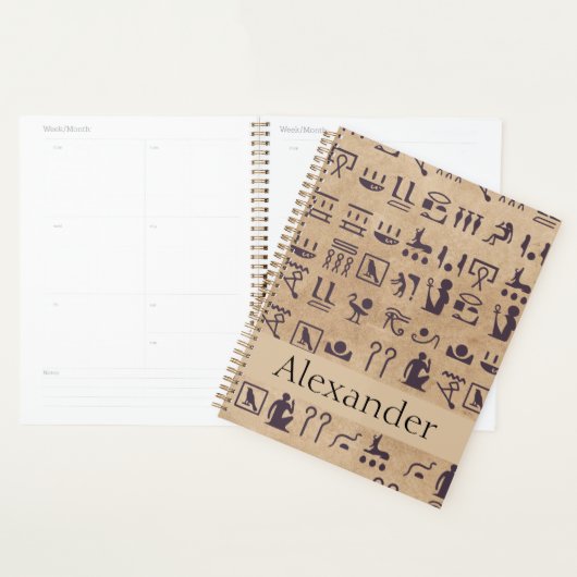 Oude Egyptische Hieroglyphics Kunst over Parchment Planner (Display)