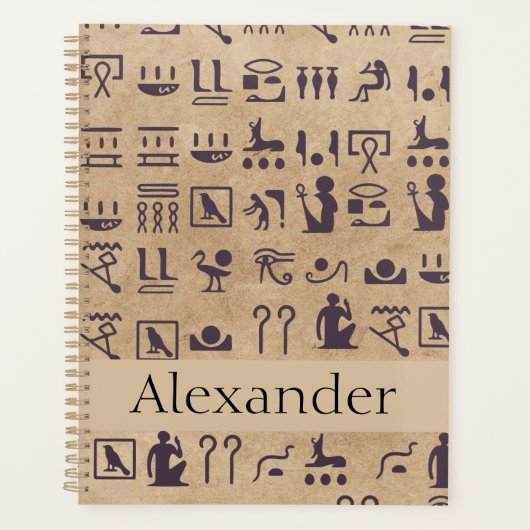 Oude Egyptische Hieroglyphics Kunst over Parchment Planner (Voorkant)