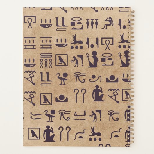 Oude Egyptische Hieroglyphics Kunst over Parchment Planner (Achterkant)