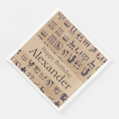 Oude Egyptische Hieroglyphics Kunst over Parchment Servet (Hoek)