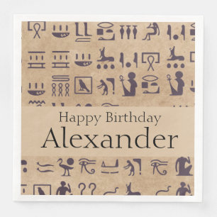 Oude Egyptische Hieroglyphics Kunst over Parchment Servet