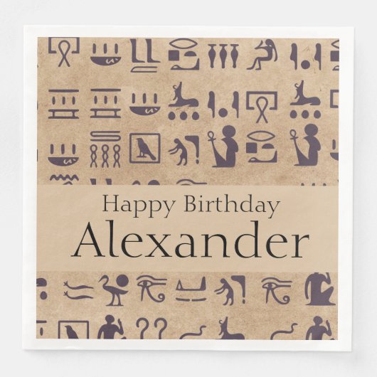 Oude Egyptische Hieroglyphics Kunst over Parchment Servet (Voorkant)