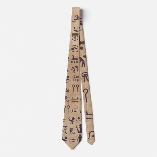 Oude Egyptische Hieroglyphics Kunst over Parchment Stropdas (Voorkant)