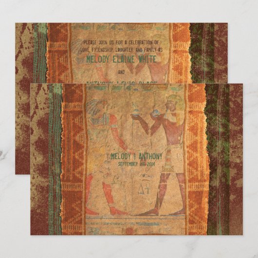 Oude Egyptische Hieroglyphics Wedding Invitation Kaart (Voorkant / Achterkant)