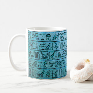 Oude Egyptische Hieroglyphs blauwe Mok