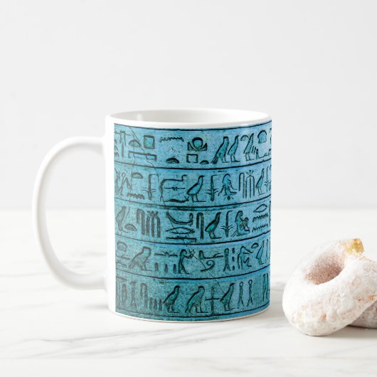 Oude Egyptische Hieroglyphs blauwe Mok (Met donut)
