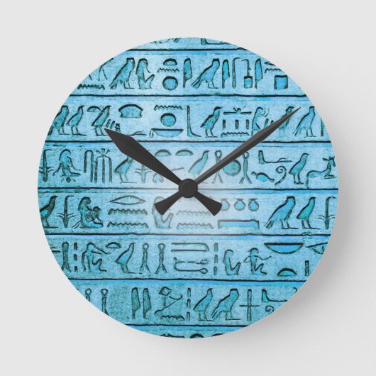 Oude Egyptische Hieroglyphs blauwe wandklok (Voorkant)