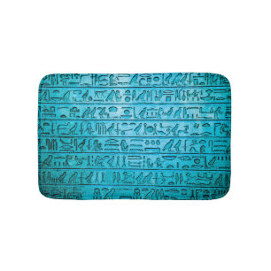 Oude Egyptische Hieroglyphs Blue Badmat