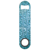 Oude Egyptische Hieroglyphs Blue Bottle Opener Speed Flessenopener (Achterkant)