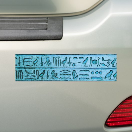 Oude Egyptische Hieroglyphs Blue Bumpersticker (Op auto)