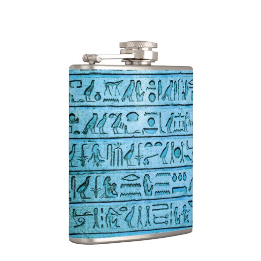 Oude Egyptische Hieroglyphs Blue Hip Flask Heupfles (Rechts)